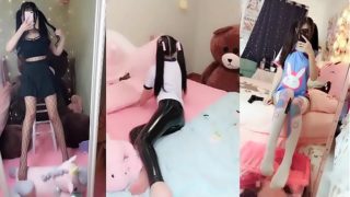 Asian Young Teen cosplay girl show her pussy on webcam but gets fuck hard