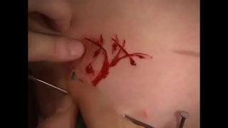 japan BDSM extreme t*****e very painful piercing and cutting breast
