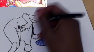 Saeko Busujima showing off her pussy and feet fan art speed drawing